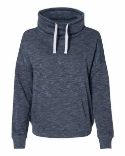 J. America Women’s Mélange Fleece Cowl Neck Sweatshirt - 8673